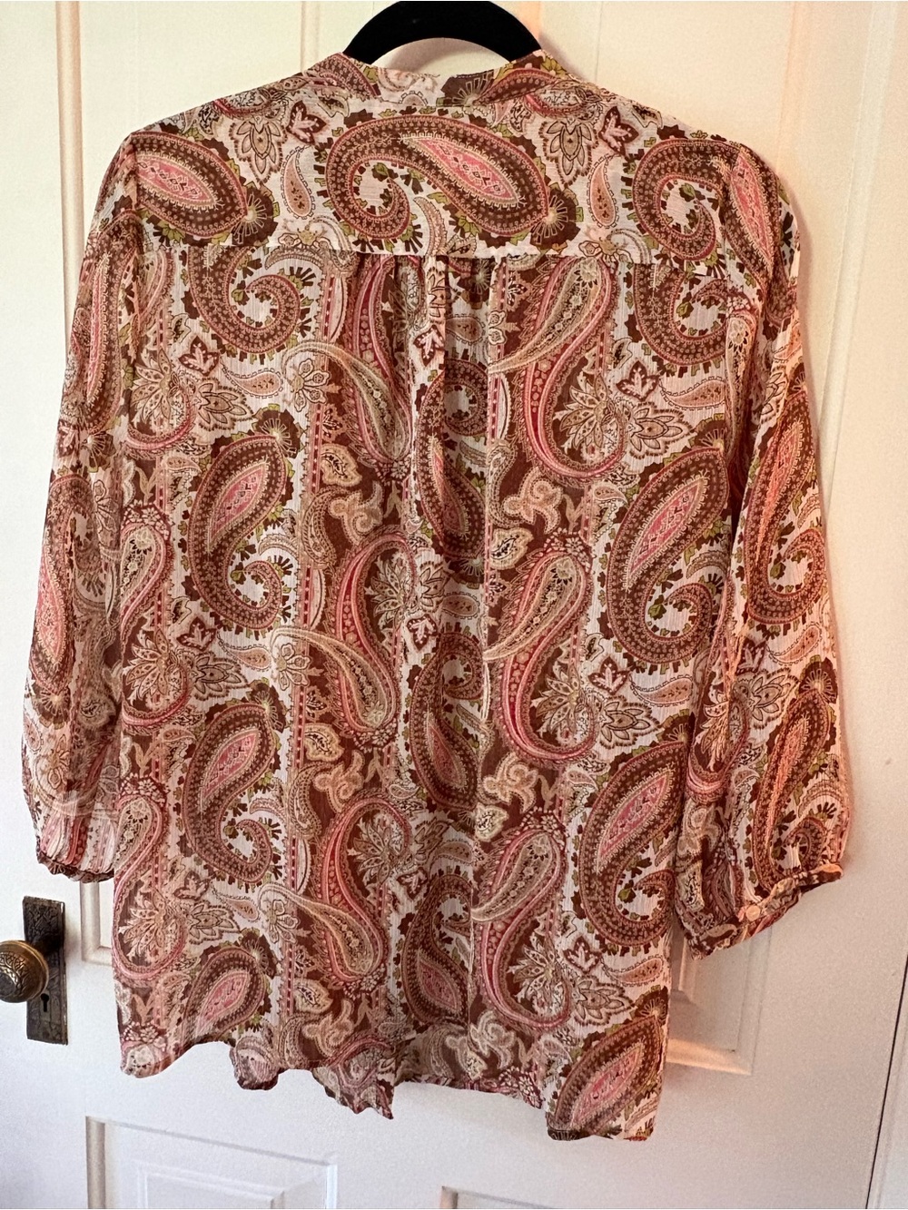 Liz Claiborne Brown Paisley Tunic with Coral and Cream Accents - Picture 2 of 10
